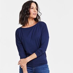 NWT INC L burgundy scoop neck  top